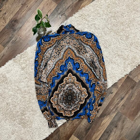 Free People XS Eclipse Combo Paisley Pattern Turtleneck Dolman Chase Me Top - Picture 7 of 7